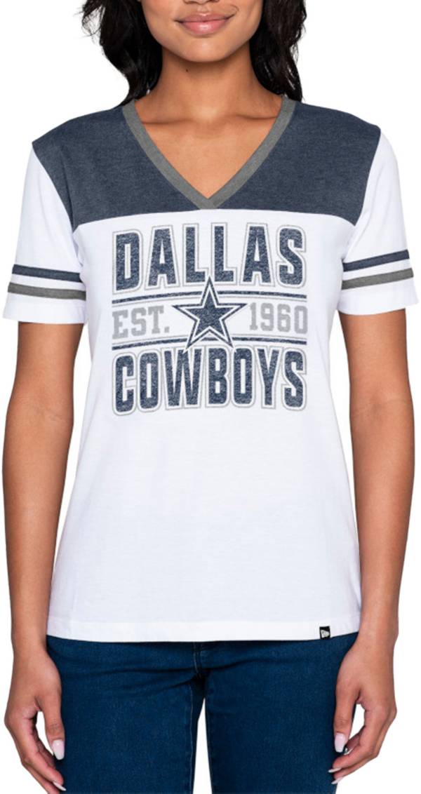 New Era Women's Dallas Cowboys Establish White V-Neck T-Shirt