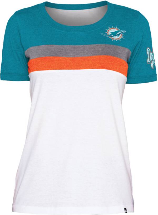 New Era Women's Miami Dolphins Colorblock White T-Shirt