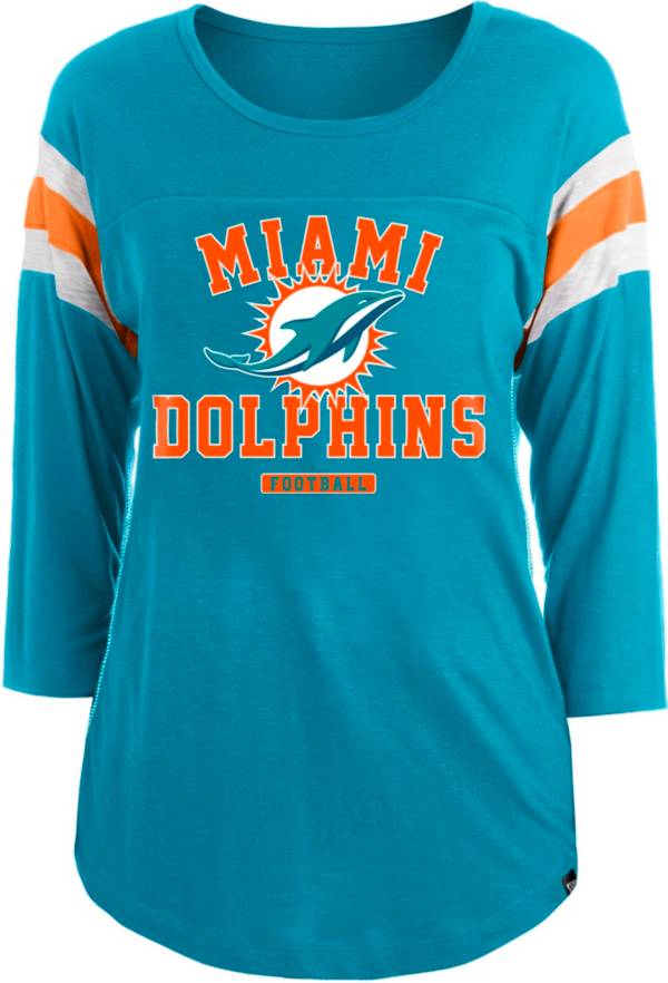 New Era Apparel Women's Miami Dolphins Sublimated Aqua Three-Quarter Sleeve T-Shirt product image