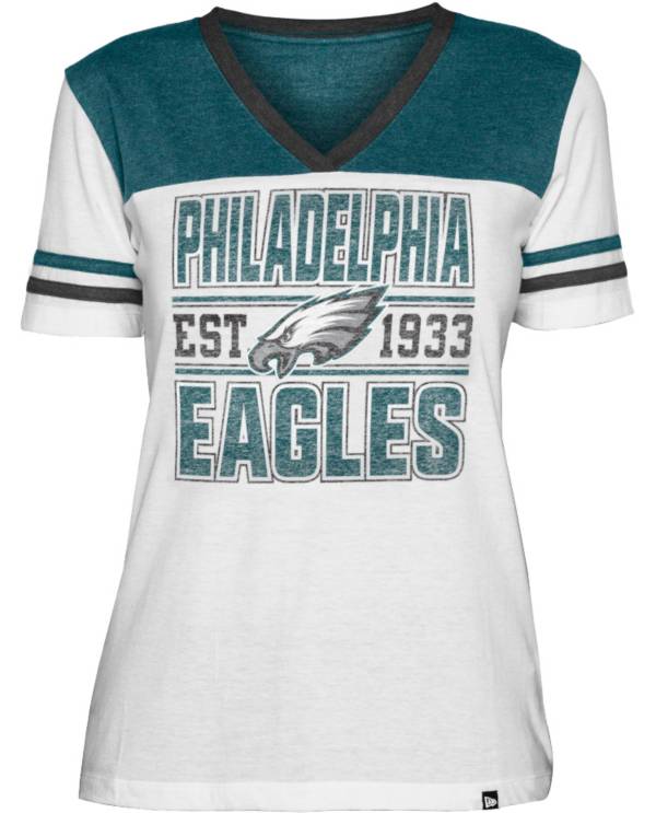 New Era Women's Philadelphia Eagles Established V-Neck White T-Shirt