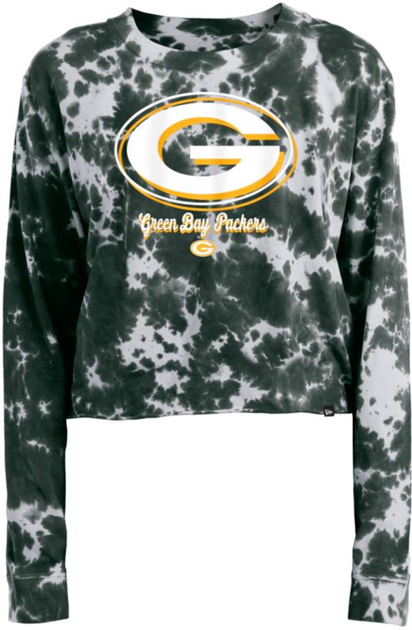 Green Bay Packers Women's Cropped Tie-Dye Fleece Pullover Sweatshirt at the  Packers Pro Shop