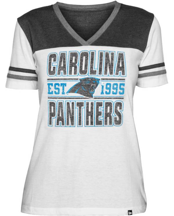 New Era Women's Carolina Panthers Established V-Neck White T-Shirt