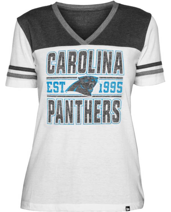 New Era Women's Carolina Panthers Established V-Neck White T-Shirt product image