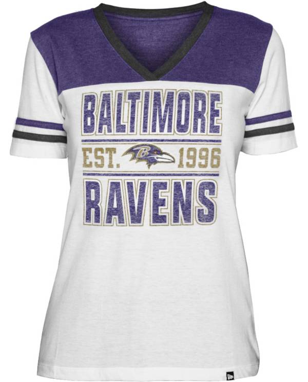 New Era Women's Baltimore Ravens Established V-Neck White T-Shirt