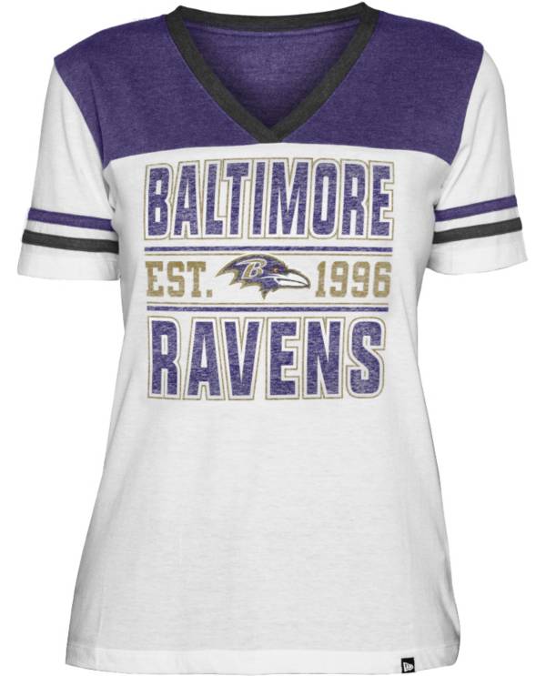 New Era Women's Baltimore Ravens Established V-Neck White T-Shirt product image