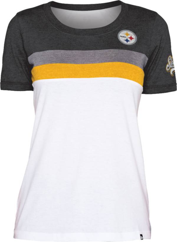 New Era Women's Pittsburgh Steelers Colorblock White T-Shirt