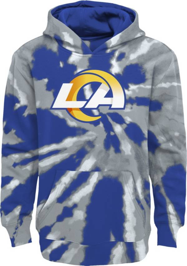 NFL Team Apparel Youth Los Angeles Rams Tie Dye Logo Pullover Hoodie