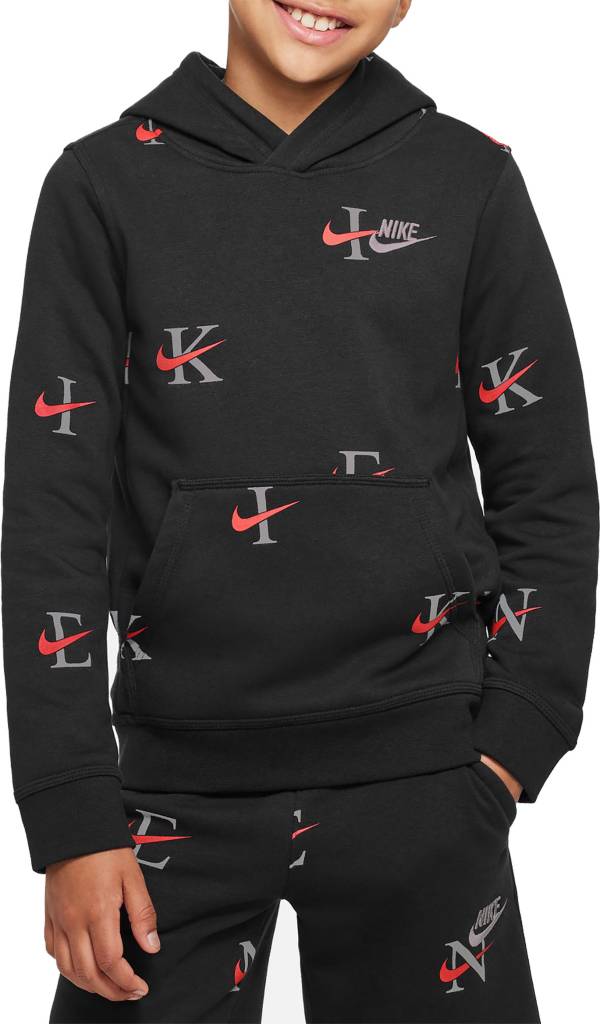 Nike Boys' NSW Club All Over Print Hoodie