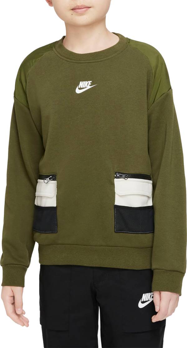 Nike Boys' Cargo Pocket French Terry Crewneck Sweatshirt