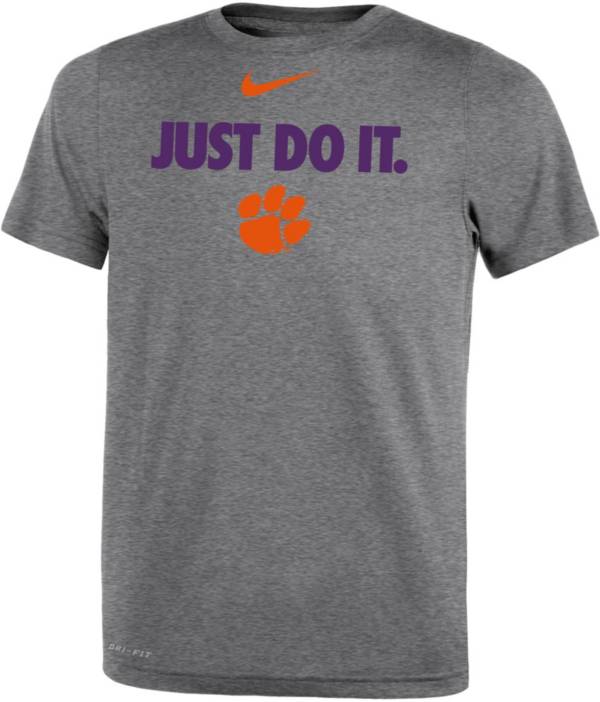 Nike Boys' Clemson Tigers Grey Dri-FIT JUST DO IT T-Shirt