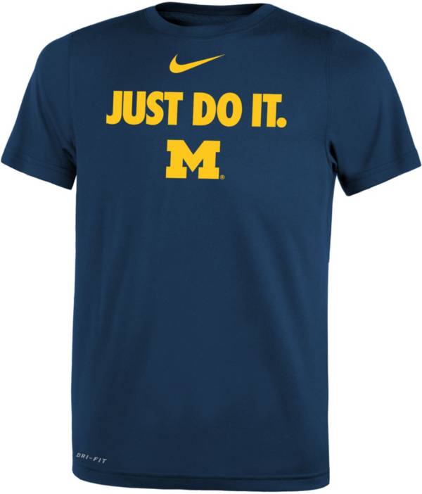 Nike Boys' Michigan Wolverines Blue Dri-FIT JUST DO IT T-Shirt