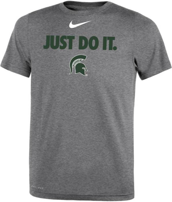 Nike Boys' Michigan State Spartans Grey Dri-FIT JUST DO IT T-Shirt