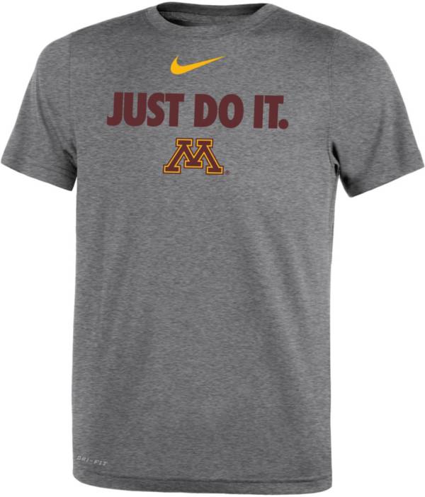 Nike Boys' Minnesota Golden Gophers Grey Dri-FIT JUST DO IT T-Shirt