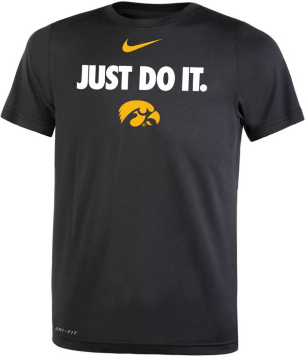 Nike Boys' Iowa Hawkeyes Black Dri-FIT JUST DO IT T-Shirt