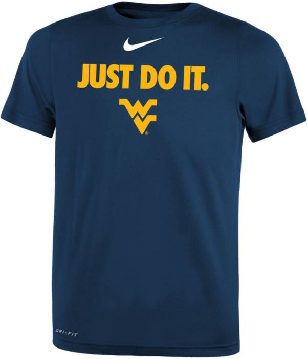 Nike Boys' West Virginia Mountaineers Blue Dri-FIT JUST DO IT T-Shirt
