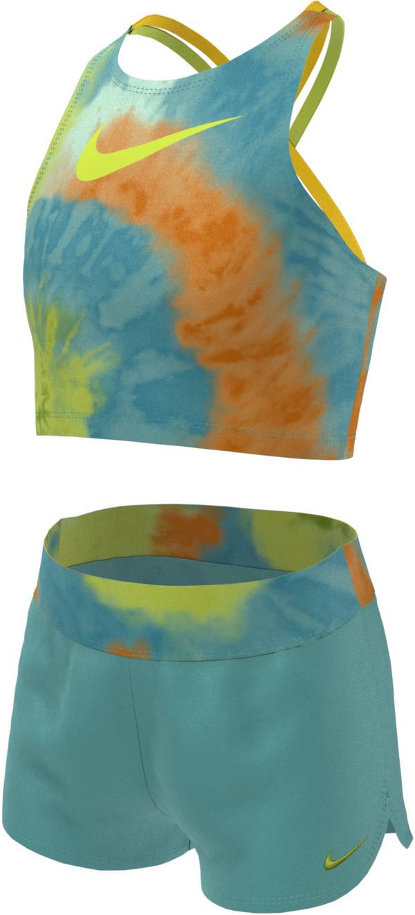 Nike Girls' Spiderback Midkini and Shorts Swimsuit