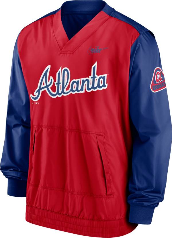 Nike Men's Atlanta Braves Blue V-Neck Pullover Jacket