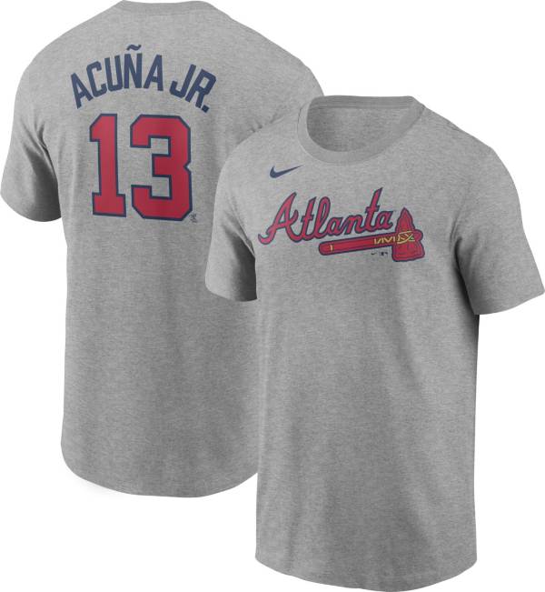 Nike Men's Atlanta Braves Ronald Acuña Jr. #13 Grey T-Shirt