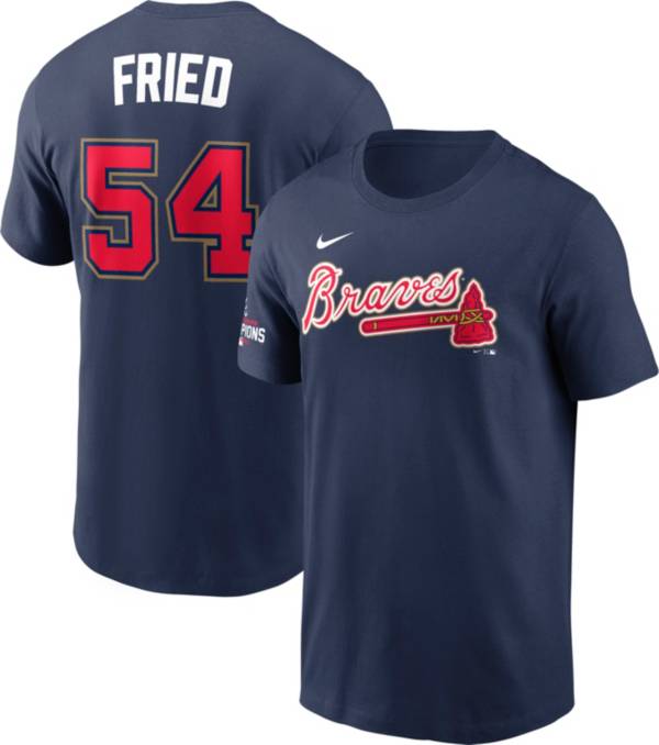 Nike Men's Atlanta Braves Max Fried #54 2022 Gold Collection Navy T-Shirt