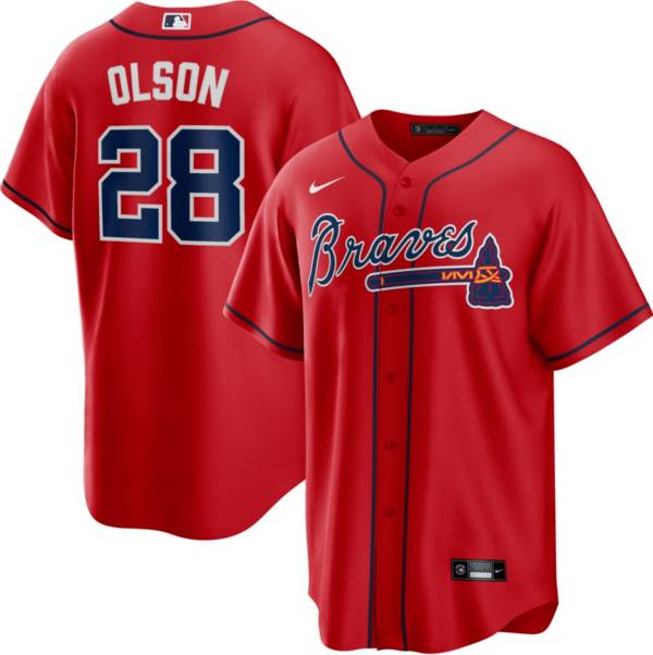 Nike Men's Atlanta Braves Matt Olson #28 Red Cool Base Jersey