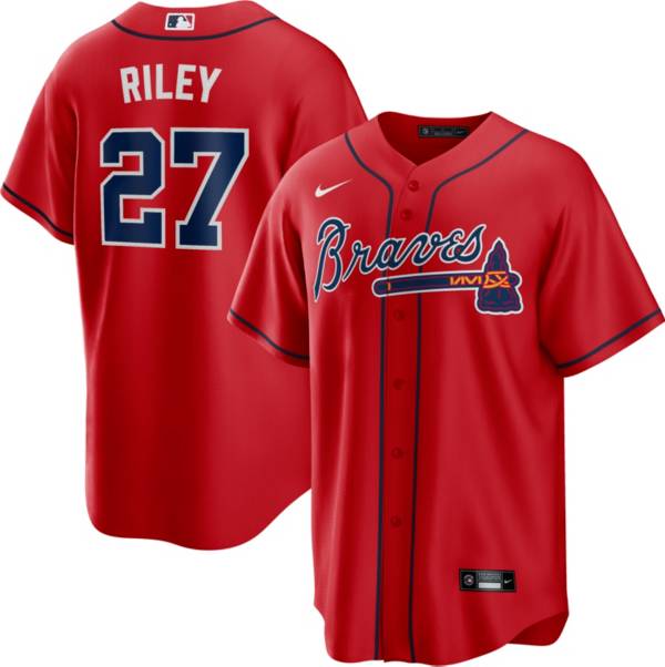 Nike Men's Atlanta Braves Austin Riley #27 Red Cool Base Alternate Jersey
