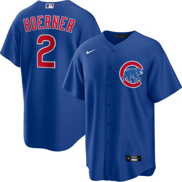 Nike Men's Chicago Cubs Nico Hoerner #2 Royal Cool Base Jersey