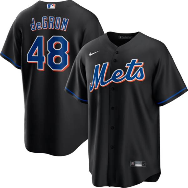 Nike Men's New York Mets Jacob deGrom #48 Black Cool Base Alternate Jersey