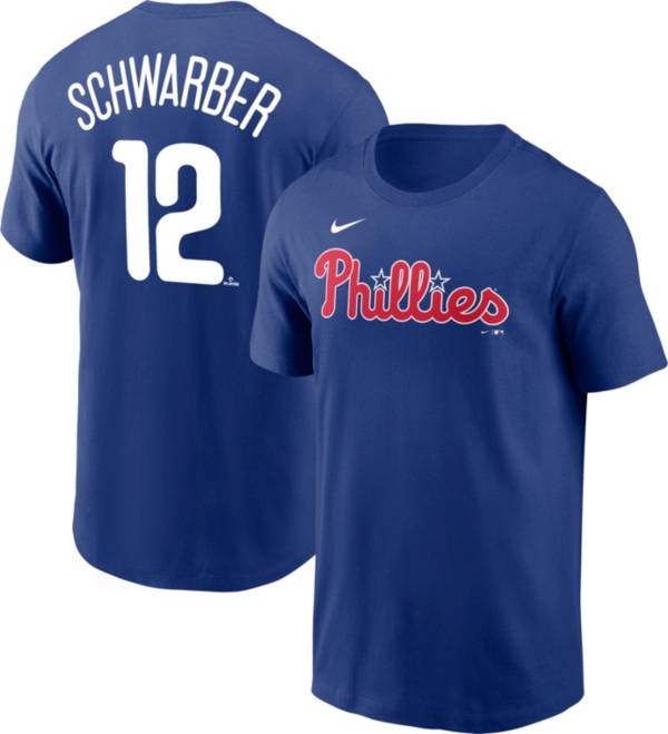 Nike Men's Philadelphia Phillies Kyle Schwarber #12 Blue T-Shirt