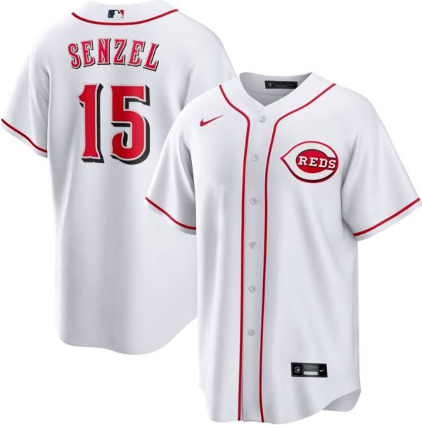 Nike Men's Cincinnati Reds Nick Senzel #15 White Cool Base Jersey