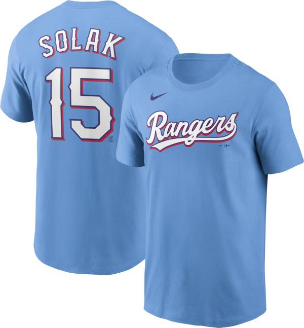 Nike Men's Texas Rangers Nick Solak #15 Blue T-Shirt