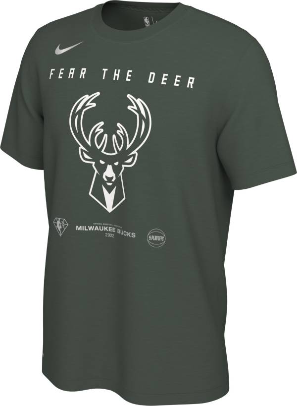 Nike Men's Milwaukee Bucks “Fear the Deer” Green 2022 NBA Playoffs Mantra T-Shirt