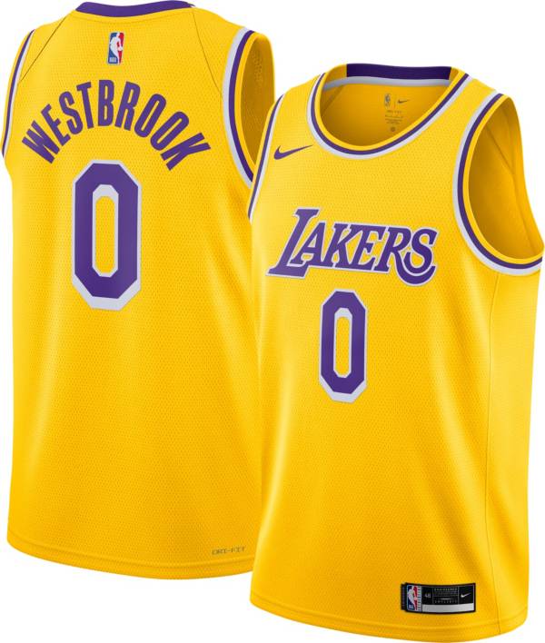 Nike Men's Los Angeles Lakers Russell Westbrook #0 Yellow Dri-FIT Swingman Jersey
