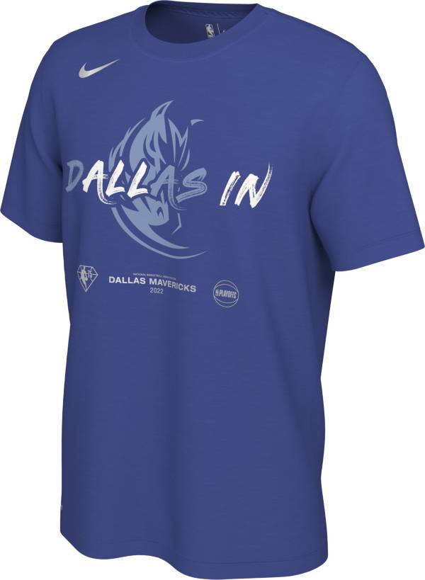 Nike Men's Dallas Mavericks “All In” Blue 2022 NBA Playoffs Mantra T-Shirt