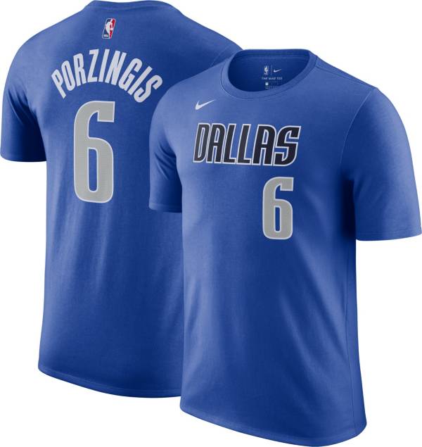 Nike Men's Dallas Mavericks Kristaps Porzingis #6 Blue T-Shirt