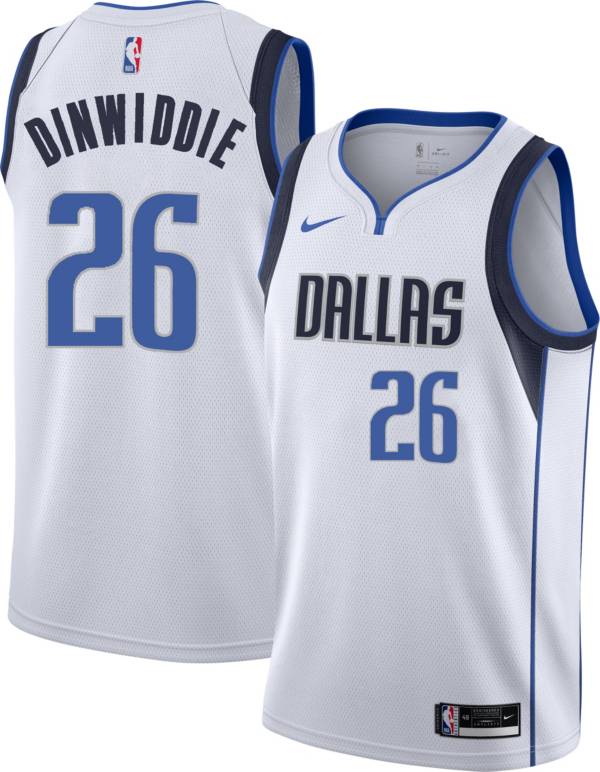 Nike Men's Dallas Mavericks Spencer Dinwiddie #26 White Dri-FIT Swingman Jersey