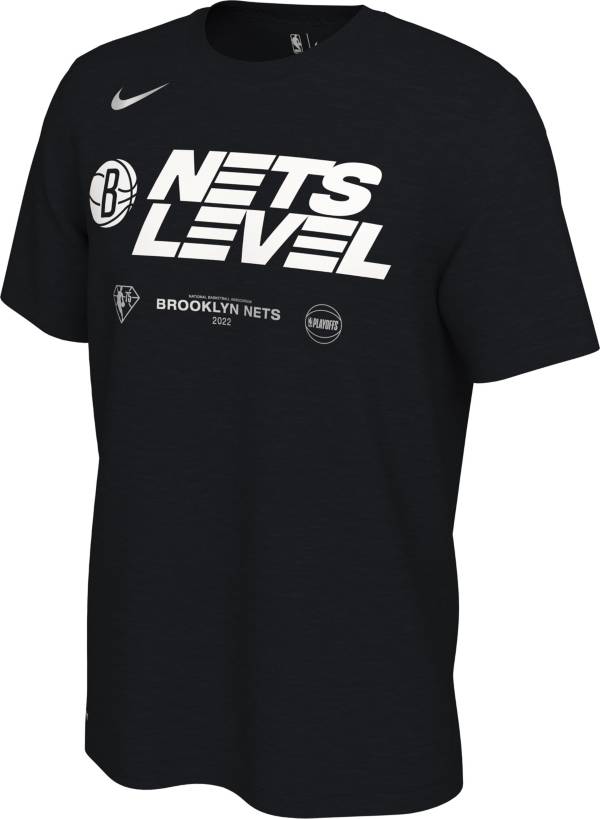Nike Men's Brooklyn Nets “Nets Level” Black 2022 NBA Playoffs Mantra T-Shirt