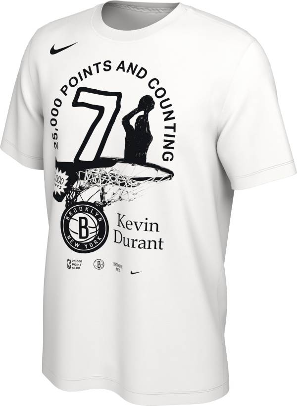 Nike Men's Brooklyn Nets Kevin Durant 25,000 Points White T-Shirt