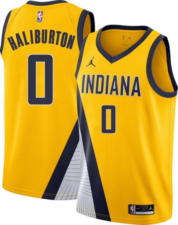 Nike Men's Indiana Pacers Tyrese Haliburton #0 Gold Dri-FIT Swingman Jersey