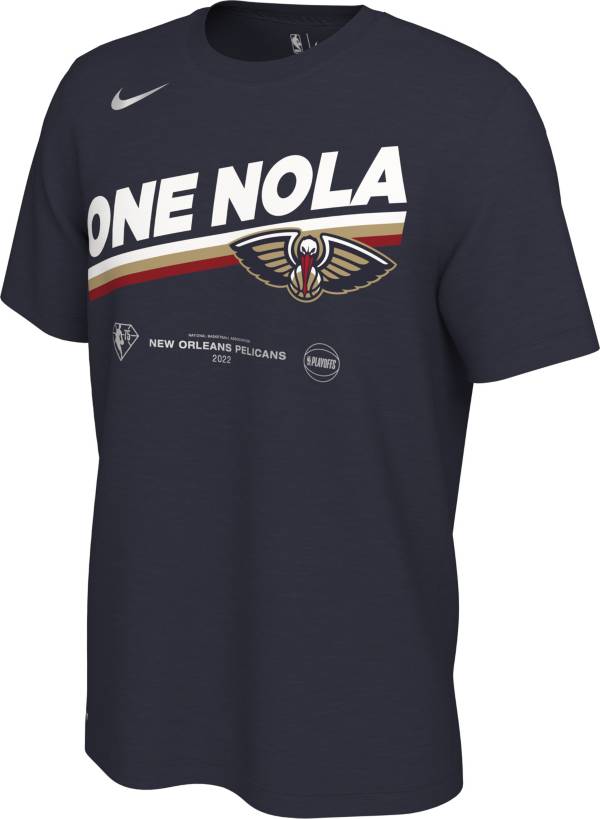 Nike Men's New Orleans Pelicans “One NOLA” Navy 2022 NBA Playoffs Mantra T-Shirt