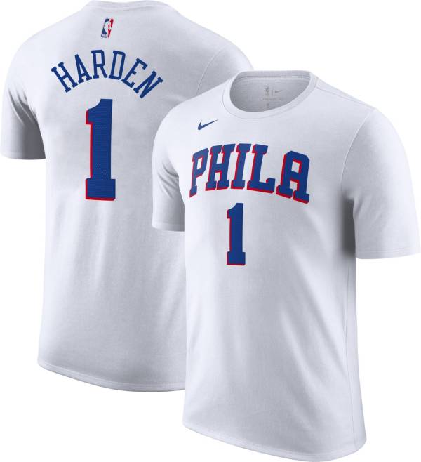 Nike Men's Philadelphia 76ers James Harden #1 White T-Shirt