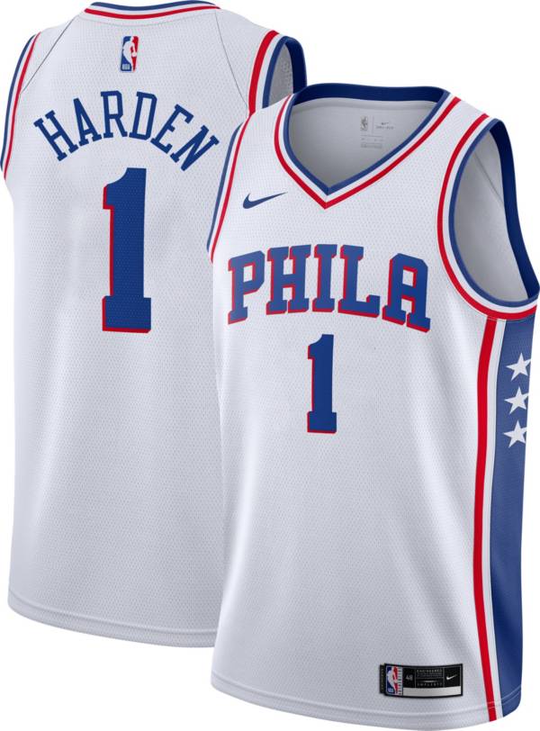 Nike Men's Philadelphia 76ers James Harden #1 White Dri-FIT Swingman Jersey product image