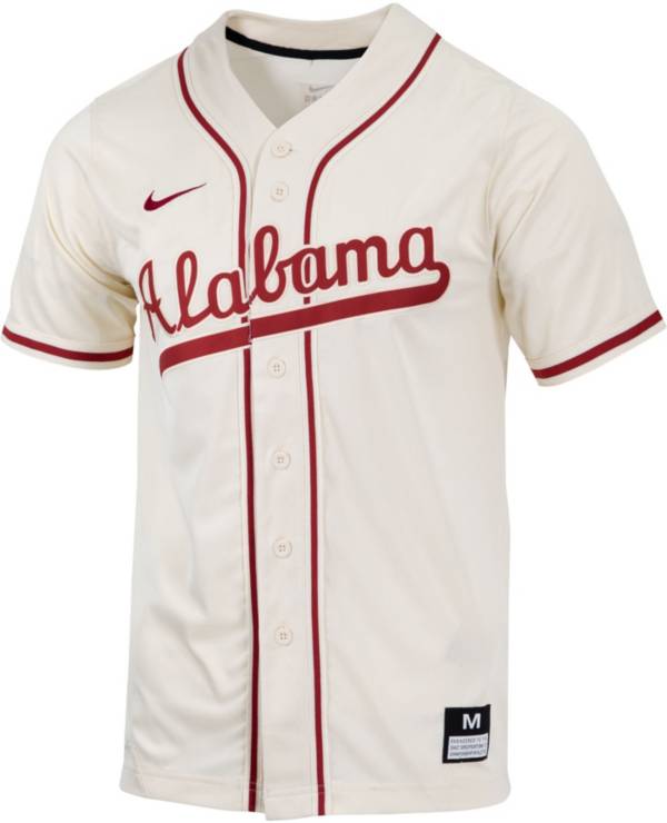 Nike Men's Alabama Crimson Tide Cream Full Button Replica Baseball Jersey