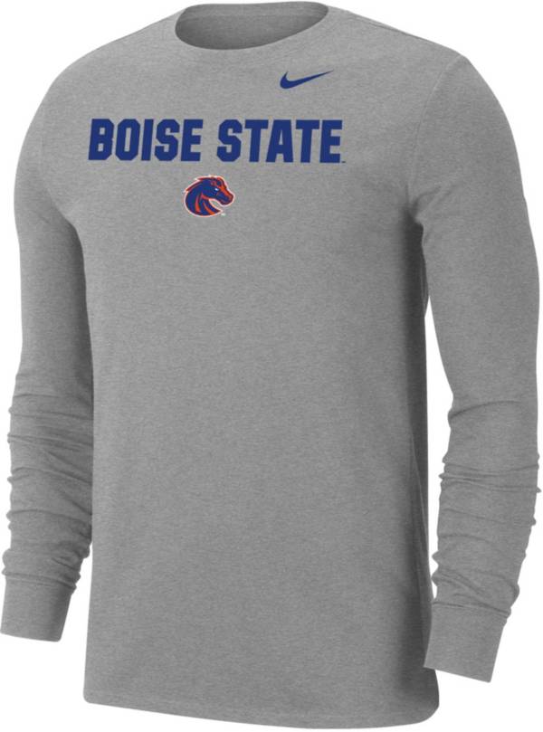 Nike Men's Boise State Broncos Grey Dri-FIT Cotton Long Sleeve T-Shirt