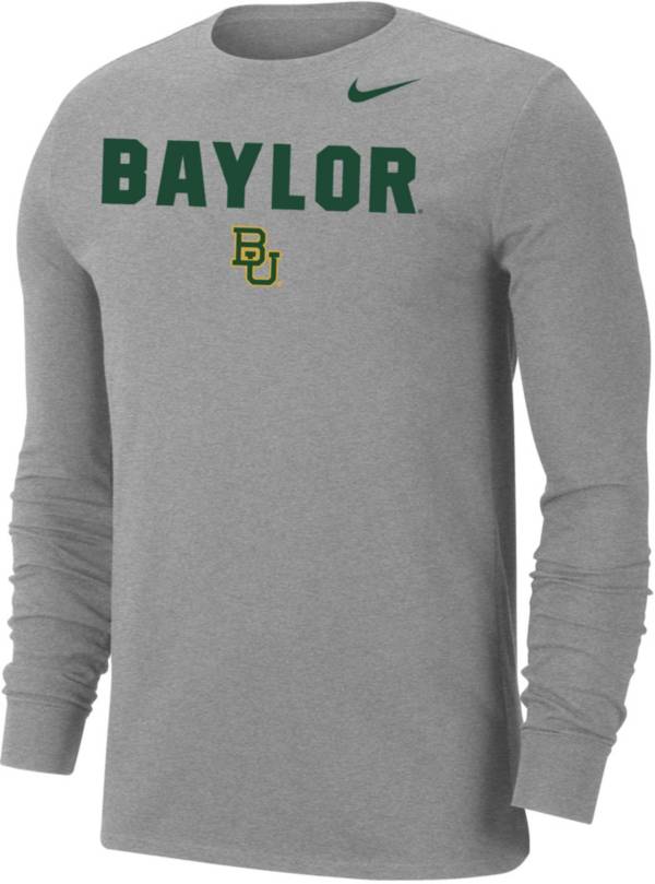 Nike Men's Baylor Bears Grey Dri-FIT Cotton Long Sleeve T-Shirt