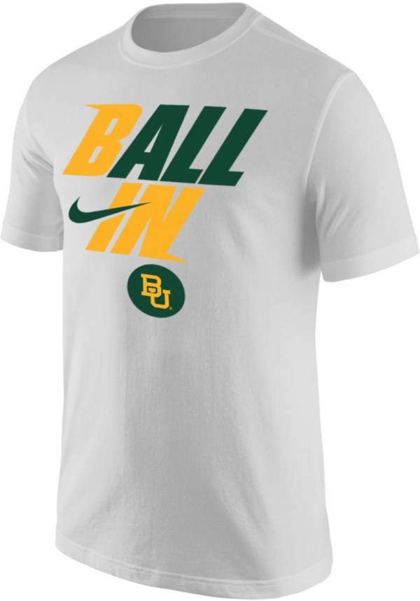 Nike Men's Baylor Bears White 2022 Basketball BALL IN Bench T-Shirt