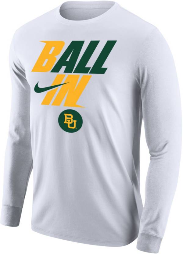 Nike Men's Baylor Bears White 2022 Basketball BALL IN Bench Long Sleeve T-Shirt