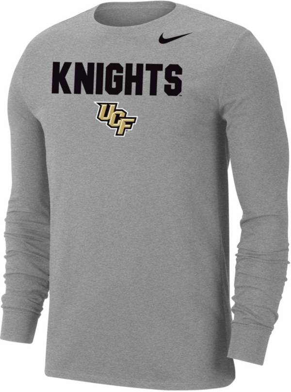Nike Men's UCF Knights Grey Dri-FIT Cotton Long Sleeve T-Shirt
