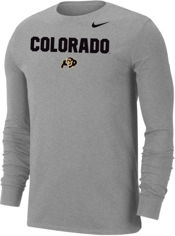 Nike Men's Colorado Buffaloes Grey Dri-FIT Cotton Long Sleeve T-Shirt