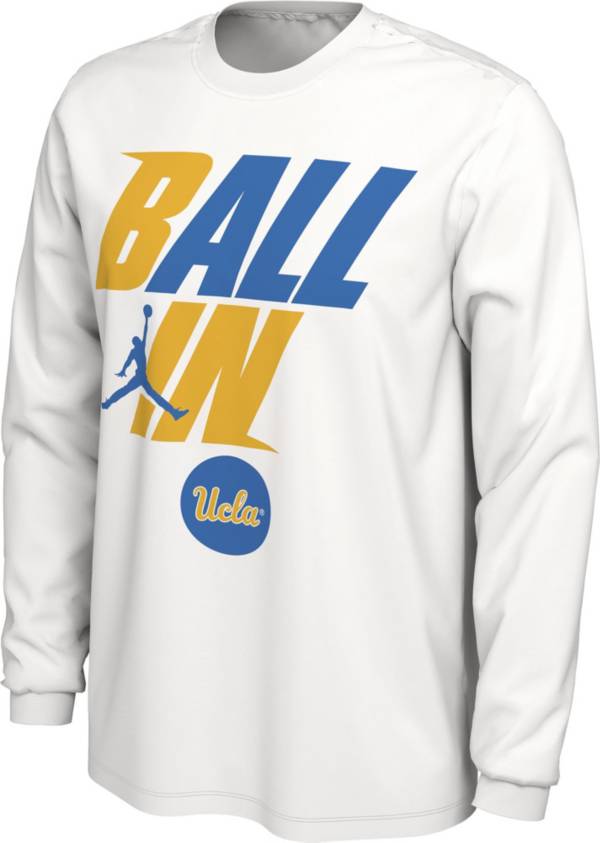 Jordan Men's UCLA Bruins White 2022 Basketball BALL IN Bench Long Sleeve T-Shirt