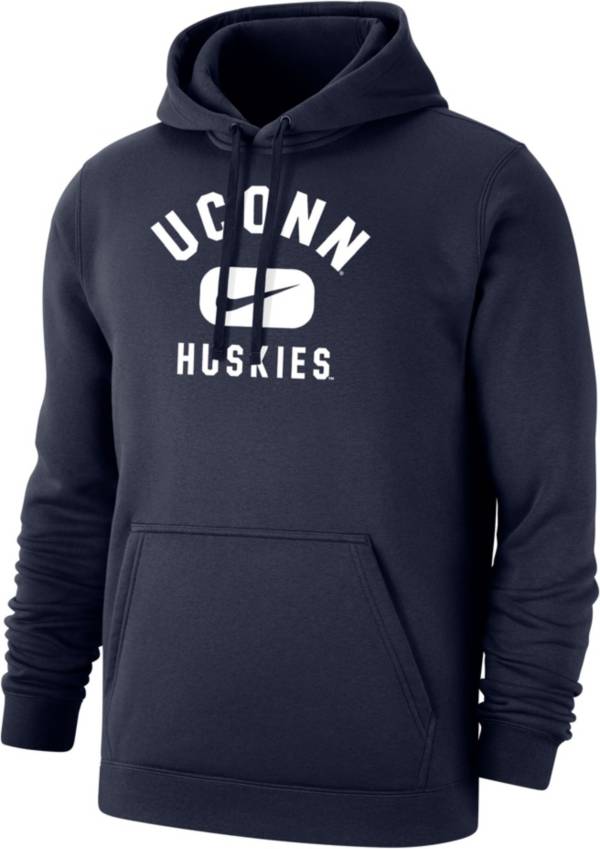 Nike Men's UConn Huskies Blue Club Fleece Wordmark Pullover Hoodie